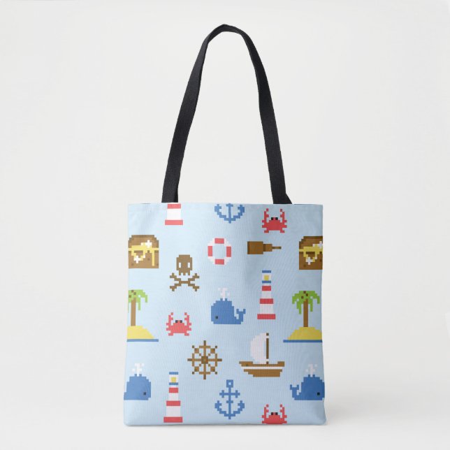 Pixel-Meeres-Kunstmuster Tasche (Vorderseite)