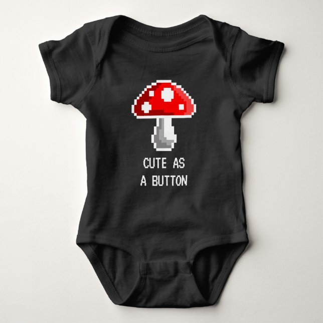 Pixel Mushroom Baby Bodysuit (dunkel) Baby Strampler (Vorderseite)