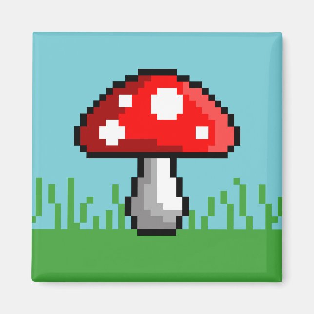 Pixel Mushroom Meadow Magnet (Vorne)