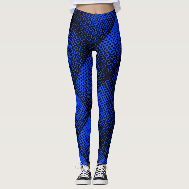 Pixel Muster 08.B.wC Blue BG Leggings (Vorderseite)