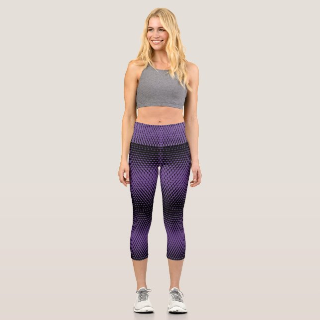 Pixel Muster 09.B.w. Lila BG Capri Leggings (Vorderseite)