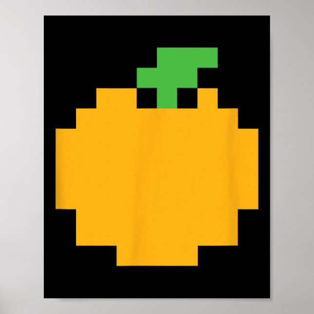 Pixel Orange 80er Videospiel Halloween Einfache Gr Poster (Vorne)