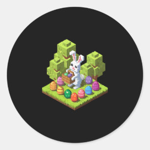 Pixel-Osterhase Videospieler Eierjagd Spaß Junge Runder Aufkleber