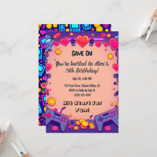 Pixel Party Anniversaire Invitation Retro Gamer Th