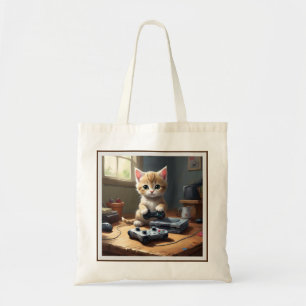 "Pixel Paws: The Gamer Kitten in Action" Tragetasche
