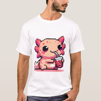 Pixel-Perfect Axolotl-Sipping-Boba T-Shirt