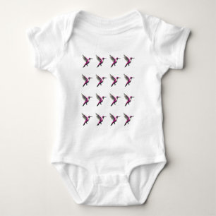 Pixel Pink Hummingbird Baby Strampler