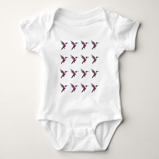 Pixel Pink Hummingbird Baby Strampler (Vorderseite)