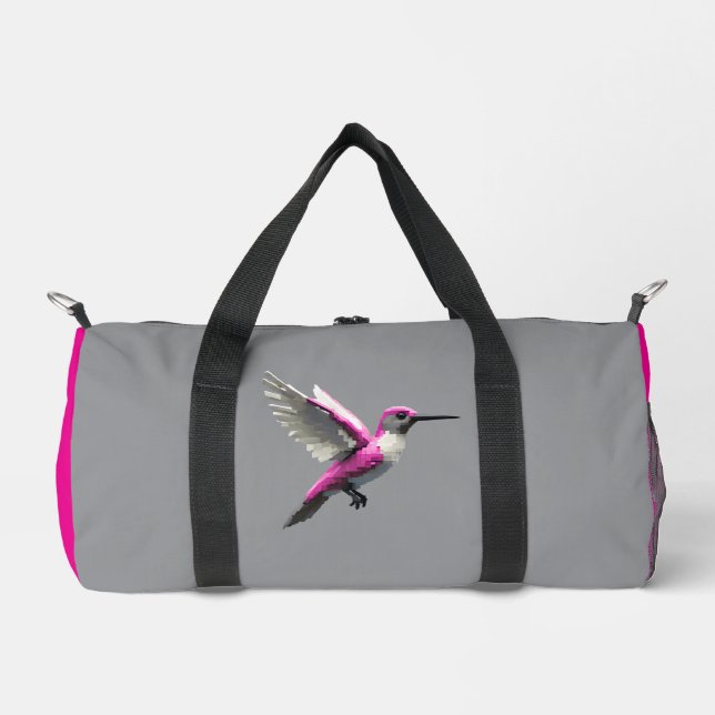 Pixel Pink Hummingbird Duffle Bag (Vorderseite)