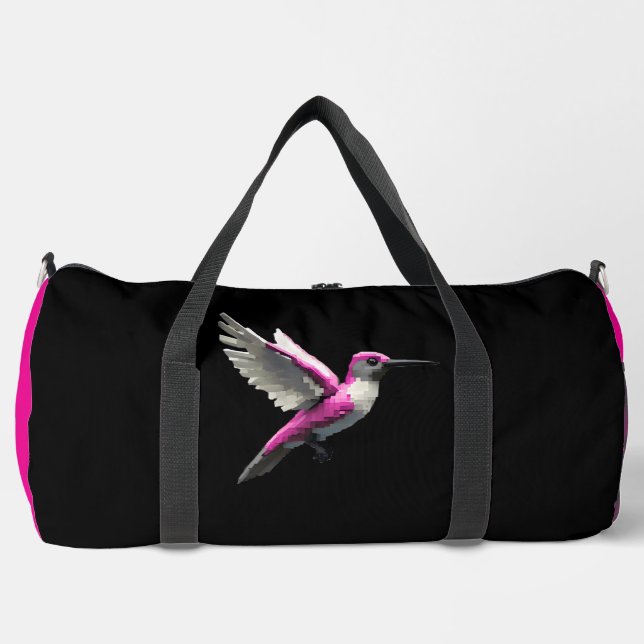 Pixel Pink Hummingbird Duffle Bag (Vorderseite)