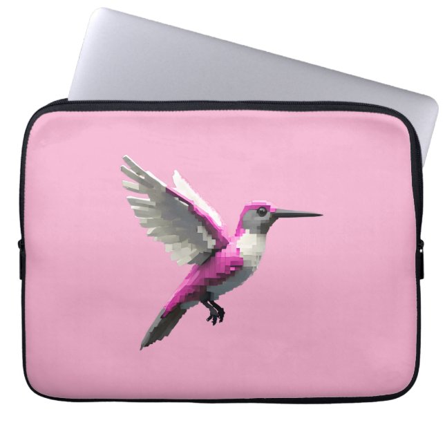 Pixel Pink Hummingbird Laptopschutzhülle (Vorderseite)