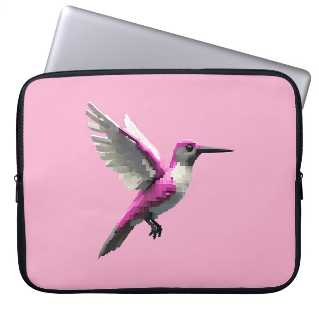 Pixel Pink Hummingbird Laptopschutzhülle (Vorderseite)