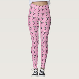 Pixel Pink Hummingbird Leggings