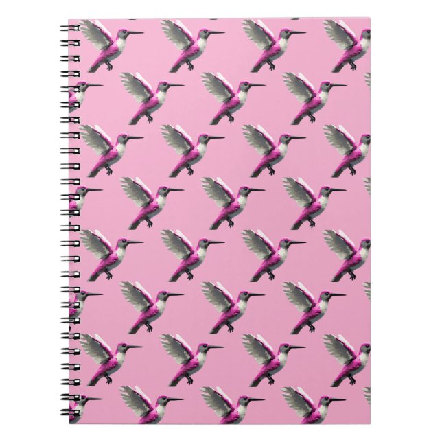 Pixel Pink Hummingbird Notizblock (Vorderseite)