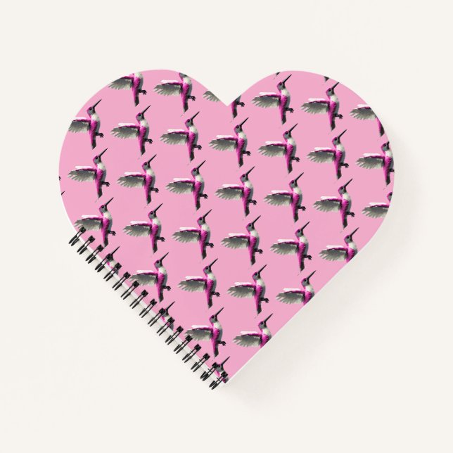 Pixel Pink Hummingbird Notizbuch (Vorderseite)