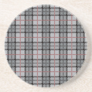 Pixel Plaid in Grau mit rotem Streifen Untersetzer
