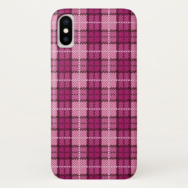 Pixel Plaid_Magenta-Black Case-Mate iPhone Hülle (Rückseite)