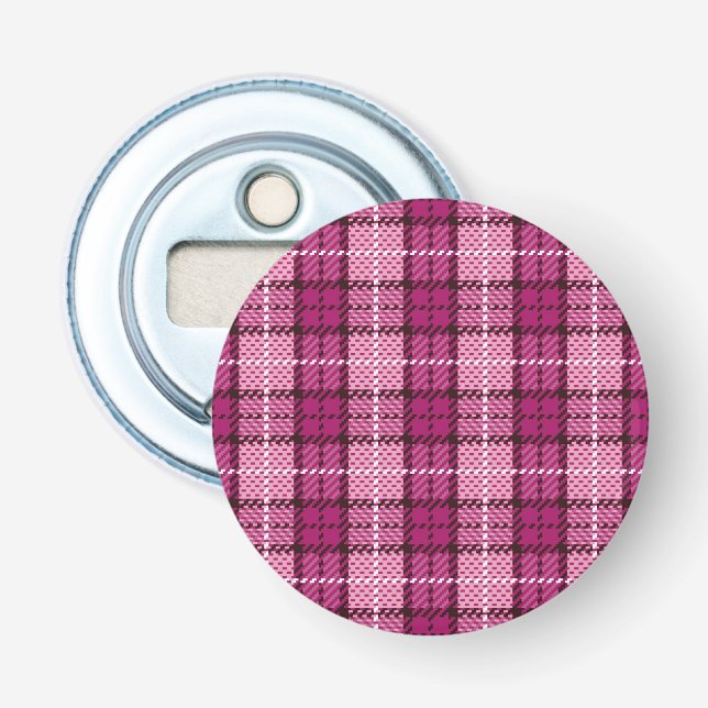 Pixel Plaid_Magenta-Black Flaschenöffner (Vorderseite)