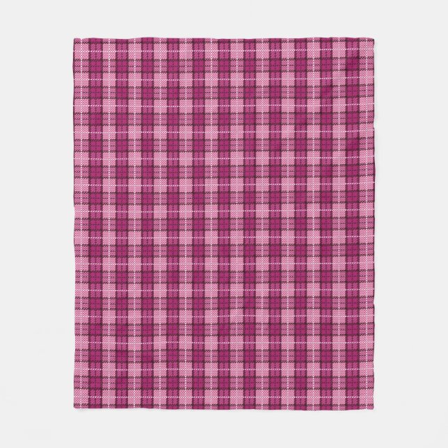 Pixel Plaid_Magenta-Black Fleecedecke (Vorderseite)