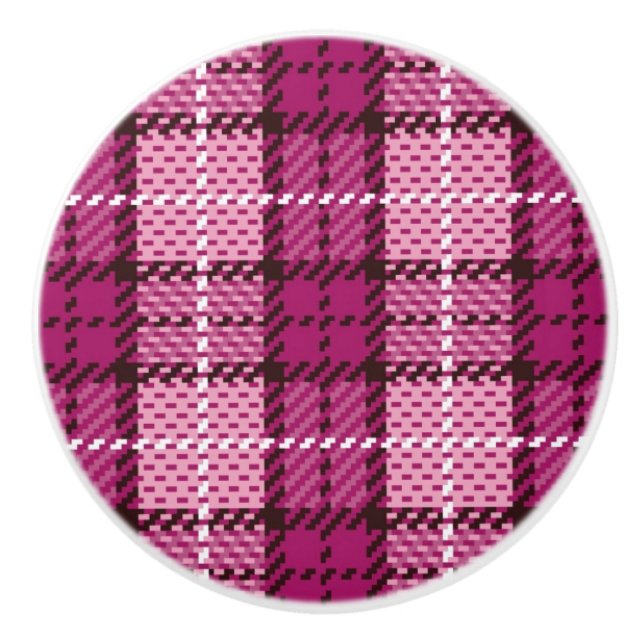 Pixel Plaid_Magenta-Black Keramikknauf (Vorderseite)