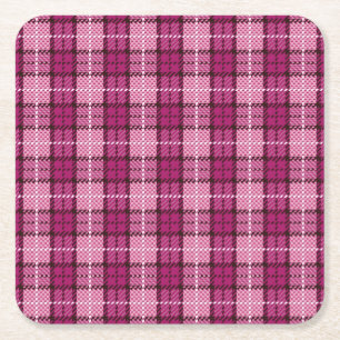 Pixel Plaid_Magenta-Black Rechteckiger Pappuntersetzer