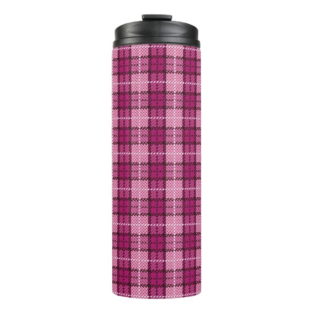 Pixel Plaid_Magenta-Black Thermosbecher (Vorderseite)