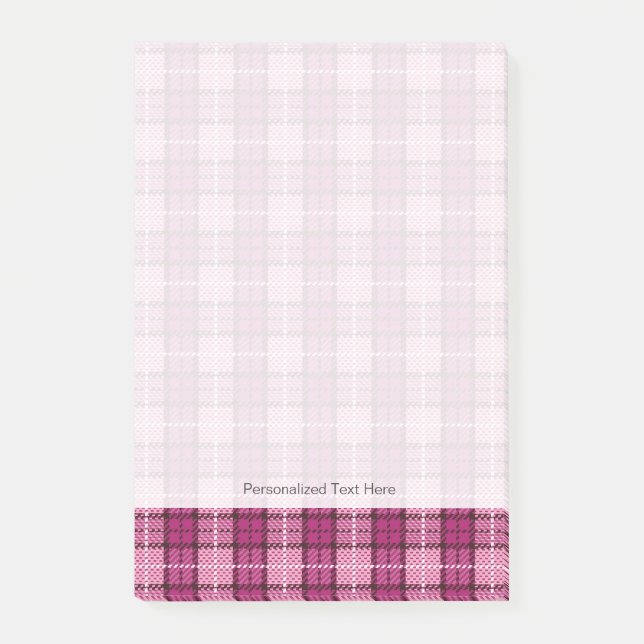 Pixel Plaid_Magenta-Schwarz Post-it Klebezettel (Vorderseite)