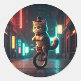Pixel Purr-fect Runder Aufkleber