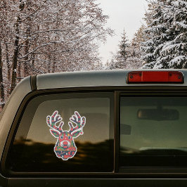 Pixel Reindeer Retro Ugly Sweater Sticker