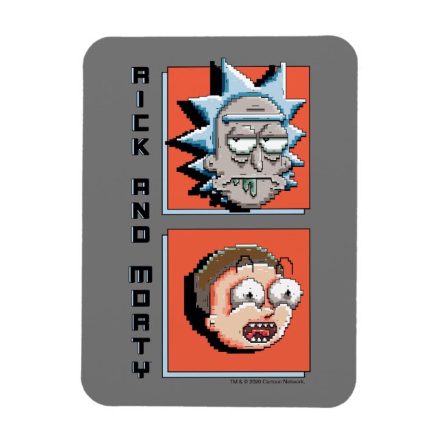 Pixel, Rick und Morty Panel Grafik Magnet (Vertikal)