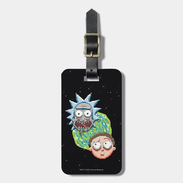 Pixel Rick und Morty Portal Grafik Gepäckanhänger (Vorderseite vertikal)