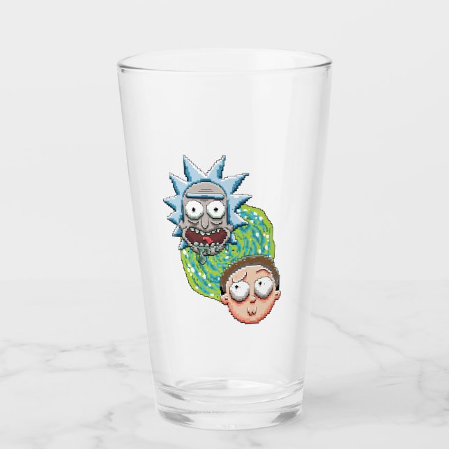 Pixel Rick und Morty Portal Grafik Glas (Vorderseite)