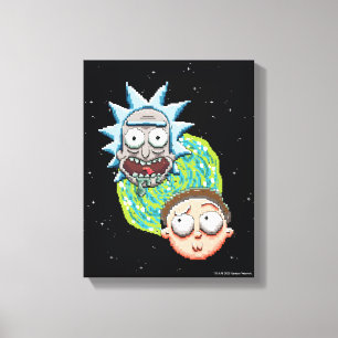 Pixel Rick und Morty Portal Grafik Leinwanddruck