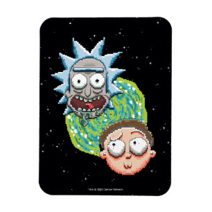 Pixel Rick und Morty Portal Grafik Magnet