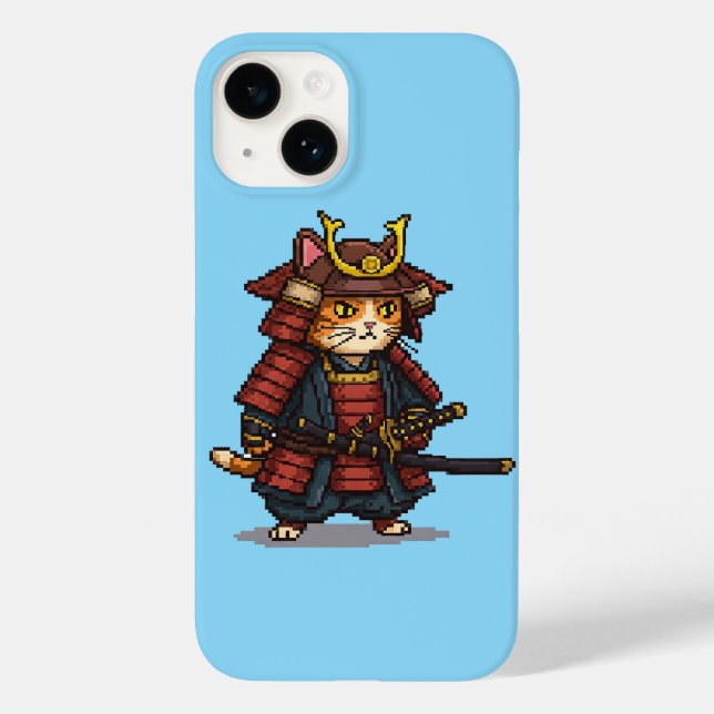 Pixel Samurai Cat Case-Mate iPhone 14 Hülle (Rückseite)