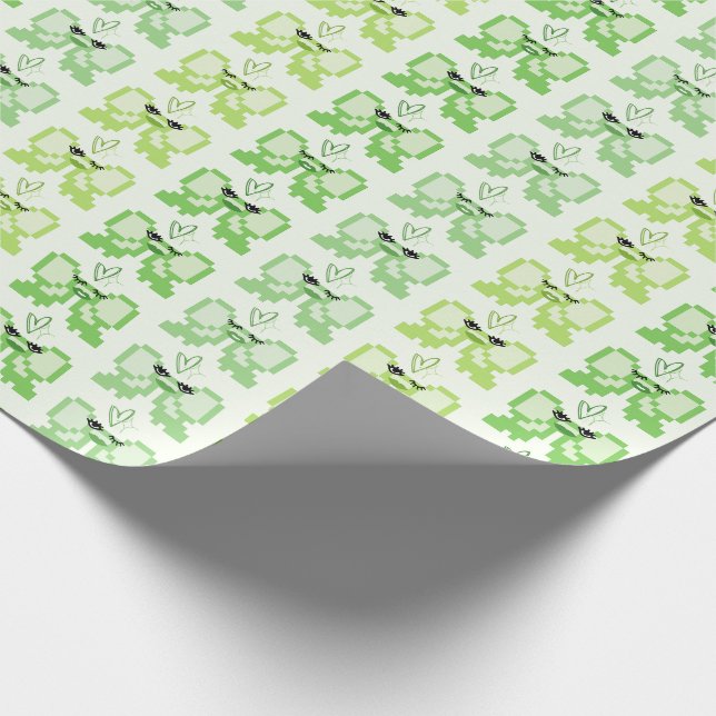Pixel-Schleifen in High Heels Muster Geschenkpapier (Ecke)
