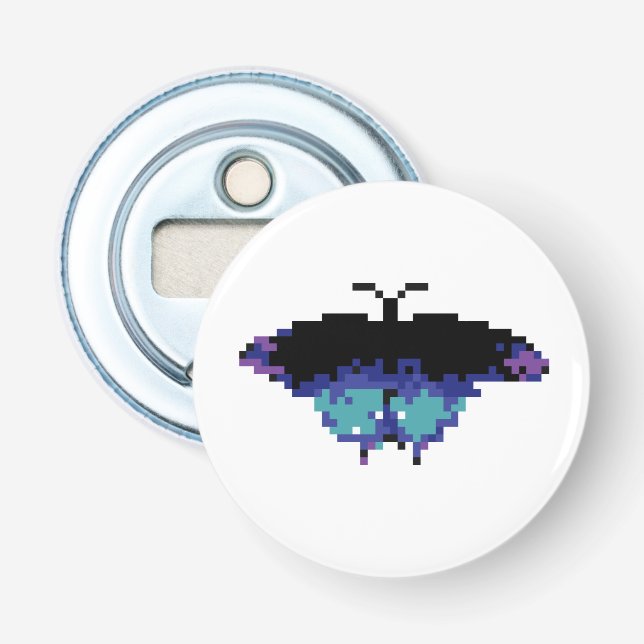Pixel-Schmetterling Flaschenöffner (Vorderseite)