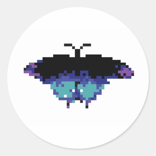 Pixel Schmetterling Runder Aufkleber (Vorderseite)