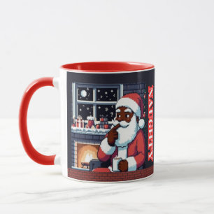 Pixel schwarz Santa naughty oder schöne Nacht mit  Tasse