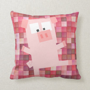 Pixel-Schwein-Grad ein BaumwollWurfs-Kissen 16x16 Kissen