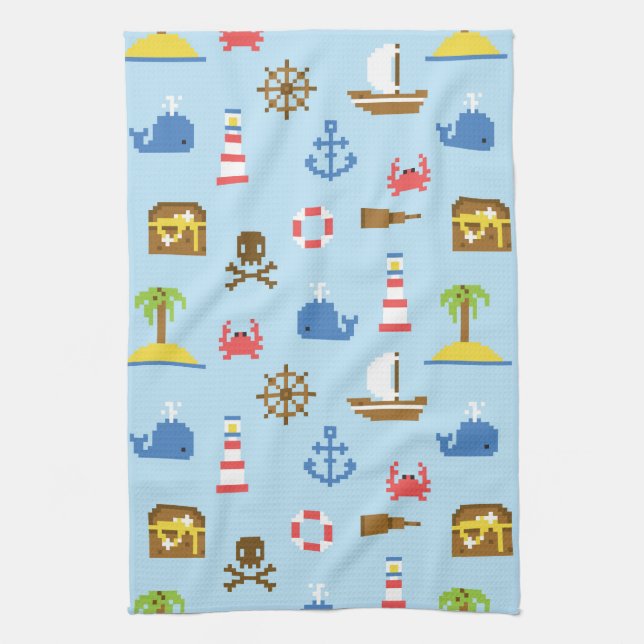 Pixel Sea Art Muster Geschirrtuch (Vertikal)