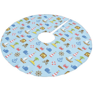 Pixel Sea Art Muster Polyester Weihnachtsbaumdecke