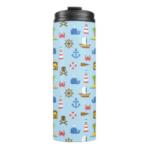 Pixel Sea Art Muster Thermosbecher