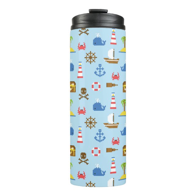 Pixel Sea Art Muster Thermosbecher (Vorderseite)