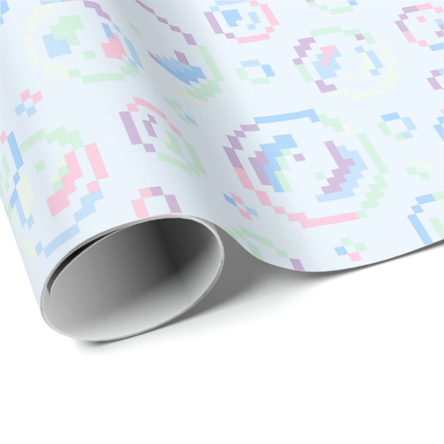 Pixel-Seifenblasen-Muster Geschenkpapier (Rolleneckpunkt)