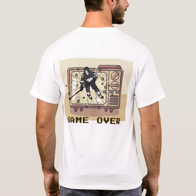 Pixel Sport Retro Gaming Hockey T - Shirt | Spiel  (Rückseite)