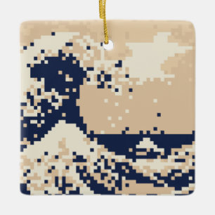 Pixel Tsunami 8 Bit Pixel Art Keramikornament