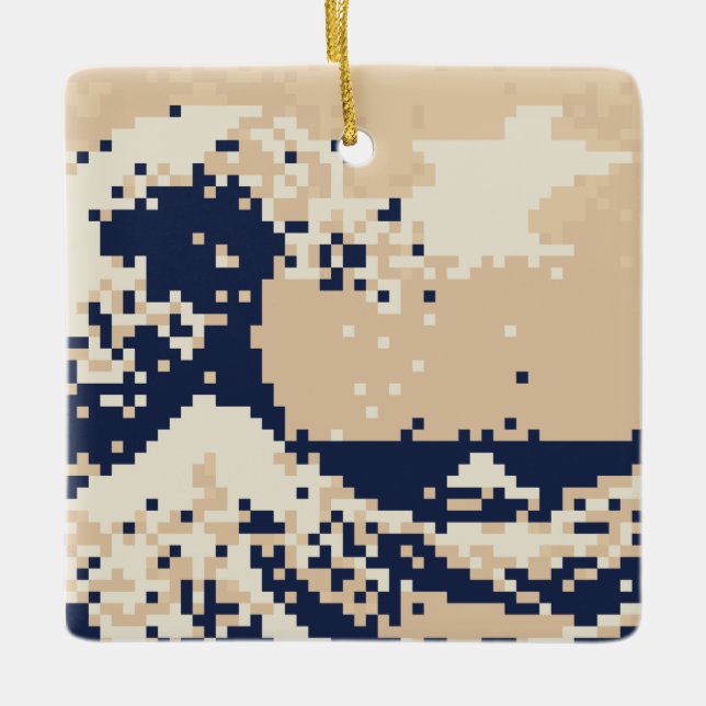 Pixel Tsunami 8 Bit Pixel Art Keramikornament (Vorderseite)