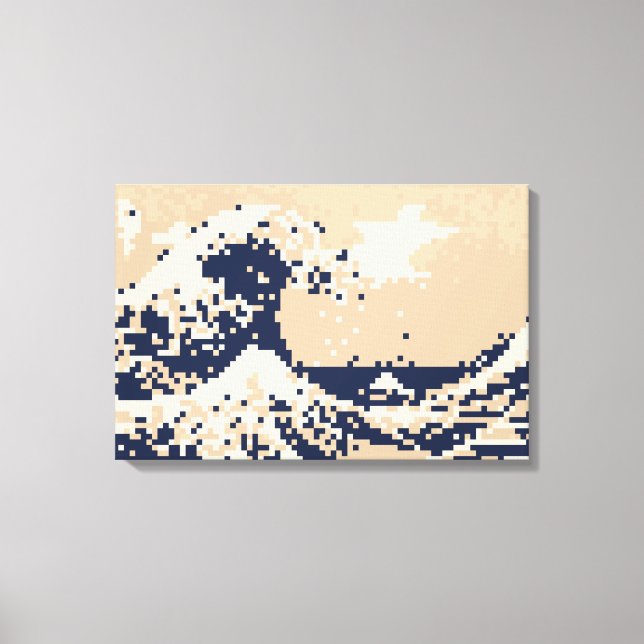 Pixel Tsunami 8 Bit Pixel Art Leinwanddruck (Vorderseite)