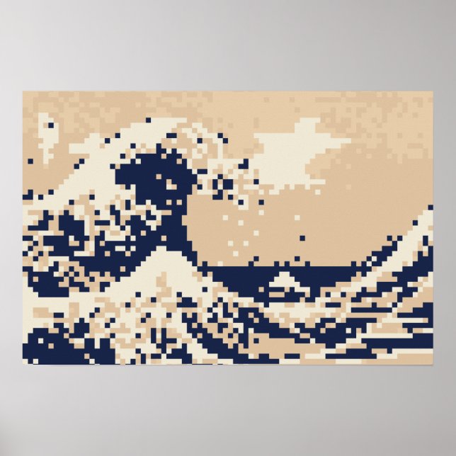 Pixel Tsunami 8 Bit Pixel Art Poster (Vorne)